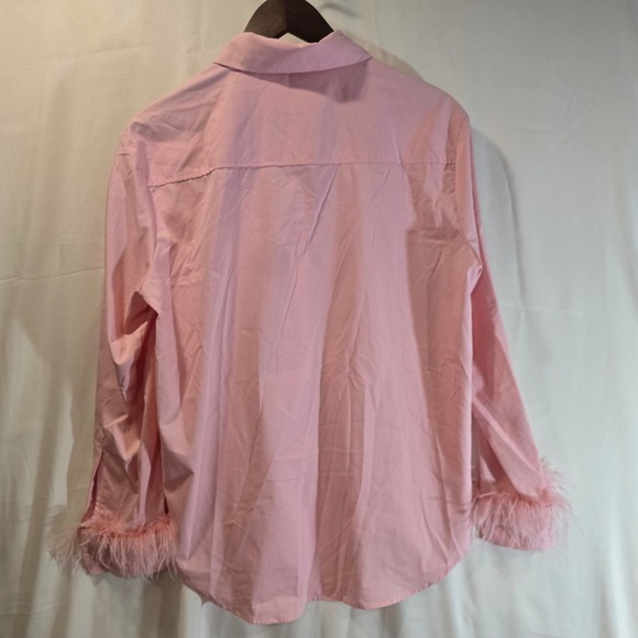 Crown Ivy Pink Feather Cuff Button Up Shirt Womens Size Medium - Picture 6 of 6
